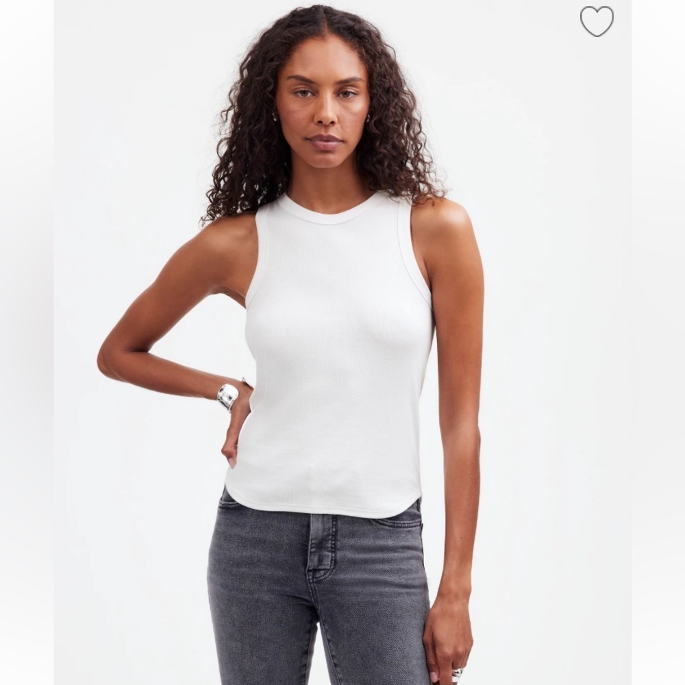 Madewell Cotton Ribbed Cutaway Tank NWT Size XL